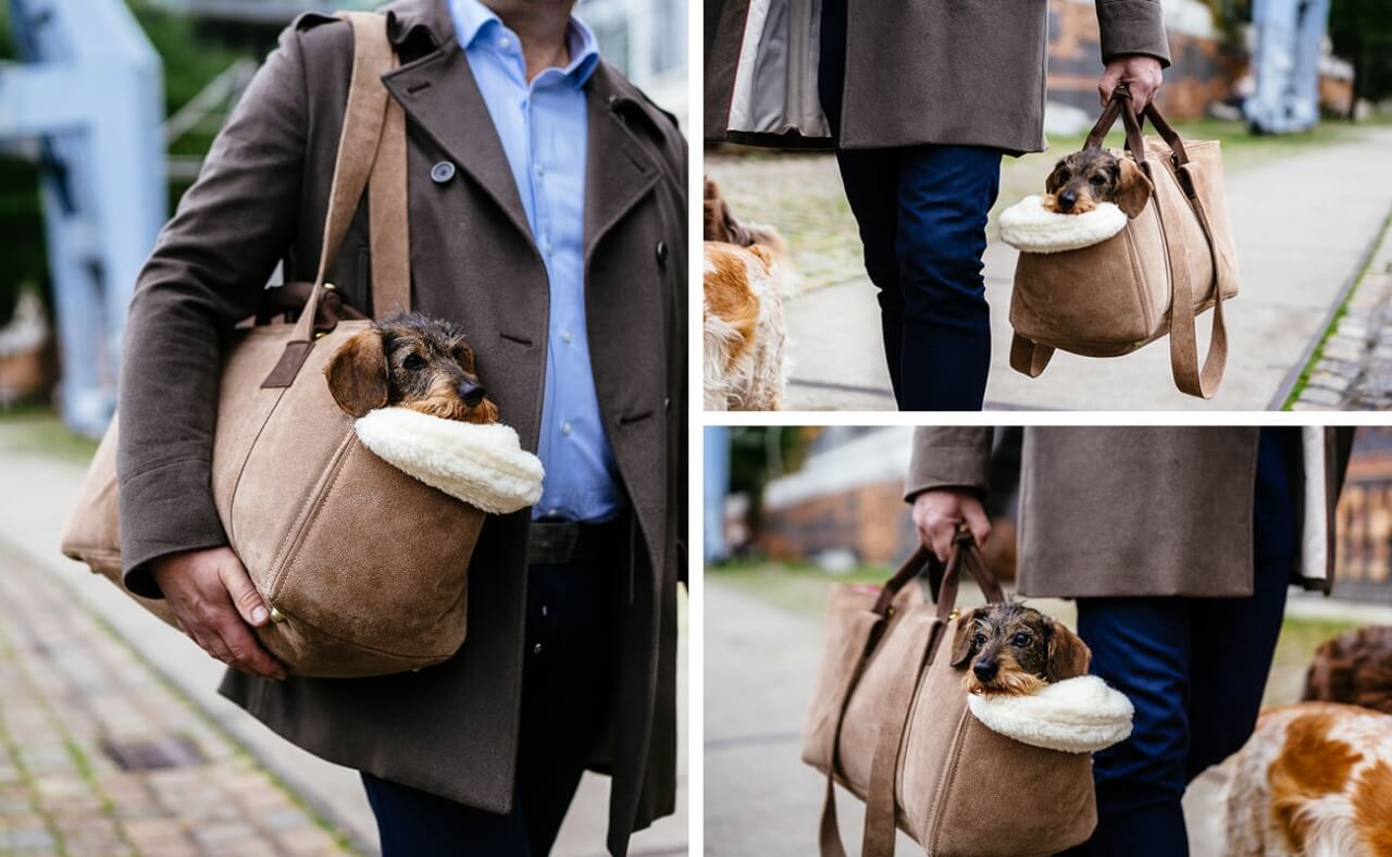 "Greta & Paul" luxury suede dog bag
